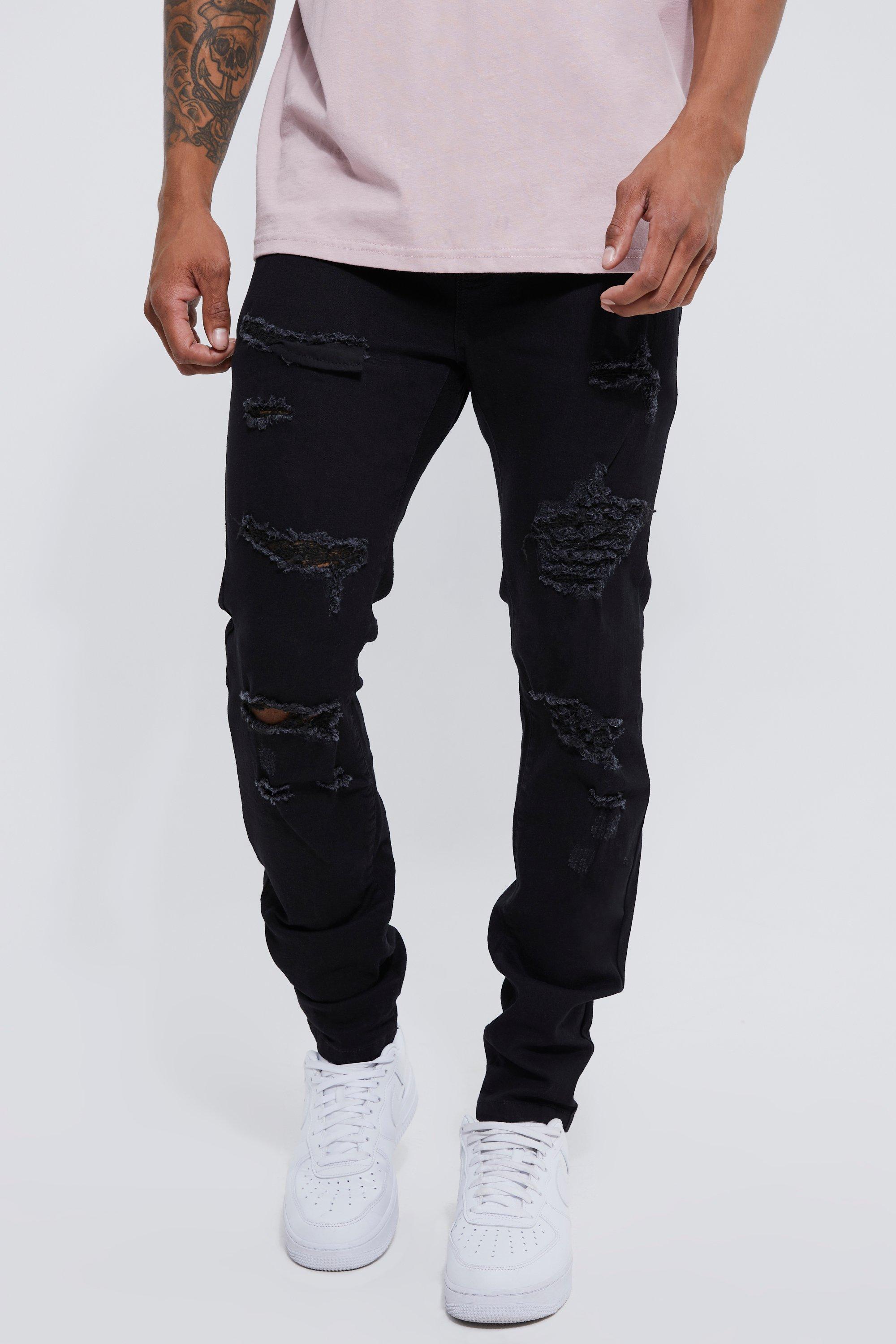 Black and white hot sale ripped jeans mens